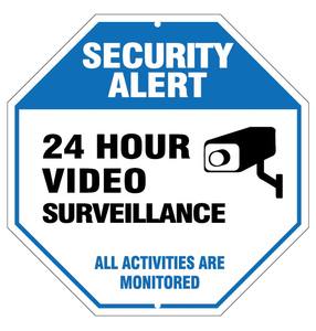 Videosorveglianza 24 ore su 24, segnale di avvertimento riflettente in alluminio per telecamera di sicurezza CCTV per affari domestici, segnale stradale riflettente - Product Image 5