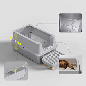Caja de Arena para Gatos Cuadrada de Acero Inoxidable con Diseño <span class=keywords><strong>Abierto</strong></span> Fácil de Limpiar, Paredes Gruesas, Recipiente Semicerrado - Product Image 4