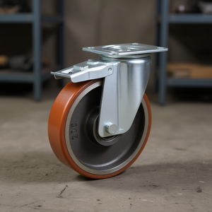Roue avec noyau en fonte, support pivotant, frein en acier galvanisé, série lourde - Product Image 3