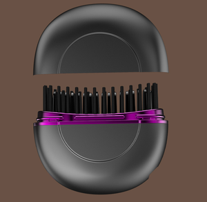 Portable Wireless <strong>Mini</strong> <strong>Hair</strong> <strong>Straightener</strong> Comb Brush PTC Heating Compact For Home Use Travel Convenient Carry Black ABS <strong>Mini</strong> <strong>Hair</strong> - Product Image 1