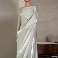 Robe de soirée Abaya modeste en organza brillant, coupe droite, taille naturelle, couleur unie, pour l'été, pour femmes musulmanes, tenue de fête, vente en gros