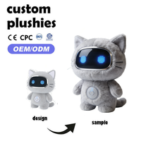 Un Gato de Peluche a Rayas Blancas y Negras, Juguete Robótico Inteligente con IA, Funciones de Compañía Emocional por Voz, Muñeco Hecho a Medida