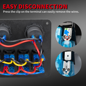 6 Gang Switch Panel Aluminum <b>With</b> Dual <b>USB</b> Ports Blue LED Voltage Display for Marine Car - Product Image 5