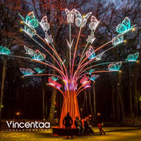 Sculpture d'arbre lumineux papillon Vincentaa, sculpture d'arbre en métal LED à changement de couleur, grande taille, pour place publique
