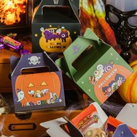 Boîte à bonbons portable en forme de citrouille pour Halloween, écologique, avec poignée en carton, nouveau sac cadeau pour enfants pour les fêtes
