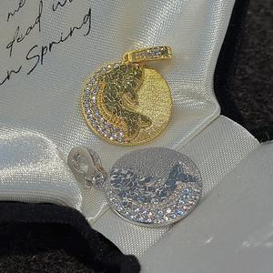 Pendentif en argent pur S925 avec un design minimaliste et scintillant, nouveau style chinois, bijoux de luxe en perles CNC de niche - Product Image 1