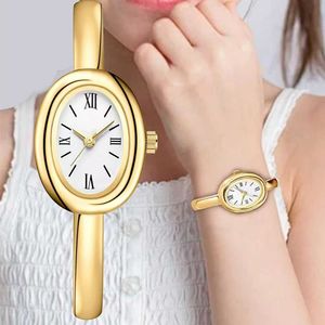 นาฬิกาข้อมือผู้หญิงแฟชั่นระดับไฮเอนด์ สายสแตนเลสทรงกลม สีทอง วินเทจ เรียบง่าย ระบบควอตซ์ - Product Image 2