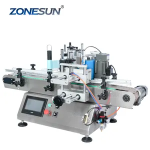 ZONESUN ZS-TB500 Sticker Liquid Soap Automatic Water Bottle Labeling Machines 2 Side With Coder