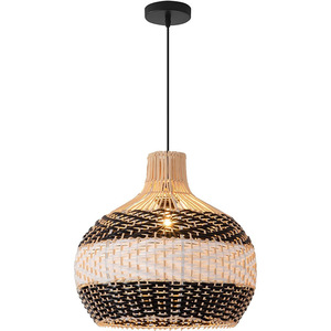 Rattan Chandelier Round E27 <b>LED</b> <b>Light</b> <b>For</b> Guesthouse Living <b>Room</b> Tea <b>Room</b> Zen Style Wabi Sabi Design Single Head Pendant Lamp - Product Image 2
