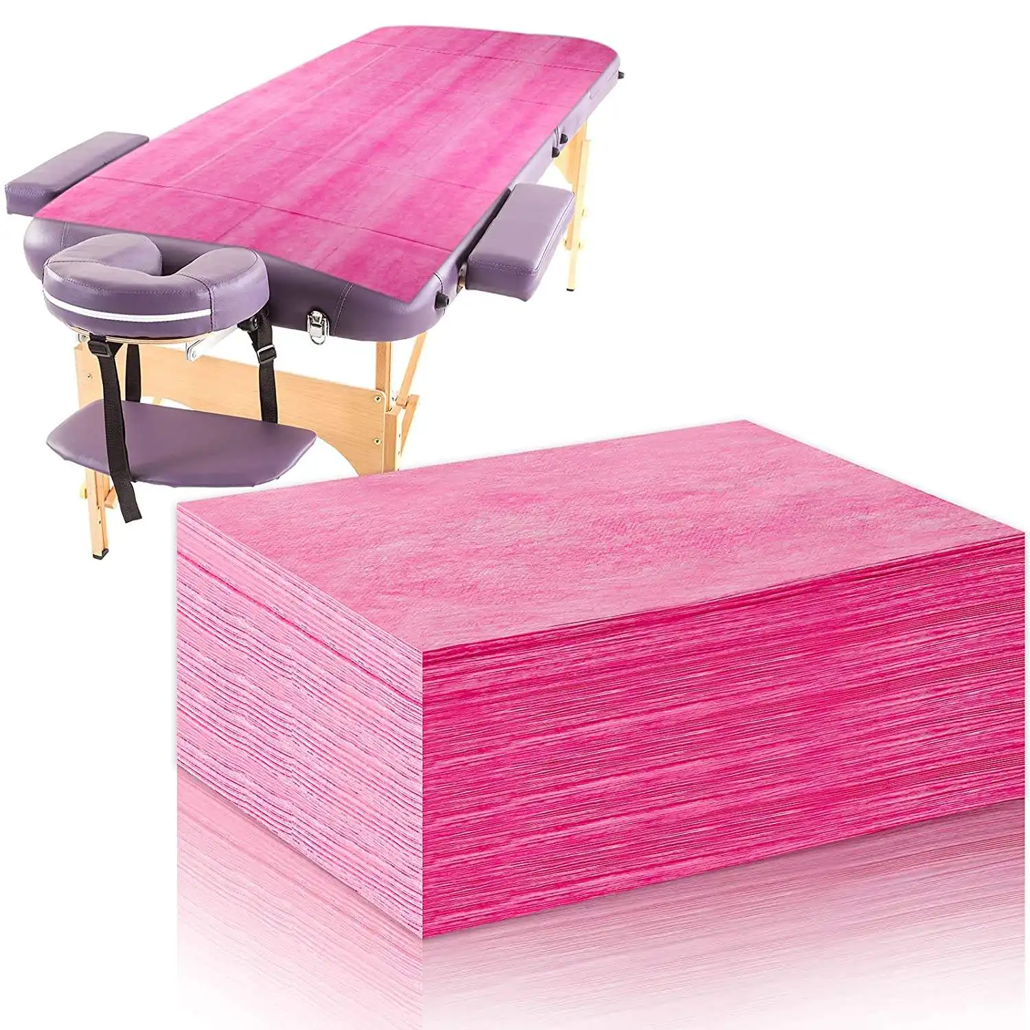 Sábanas de cama de masaje desechables portátiles no tejidas impermeables blancas, azules y rosas para salón de belleza, spa, Hospital