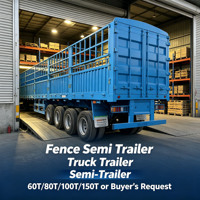 Semi-remorque multi-essieux en acier pour le transport de bétail, configuration d'essieux réglable de 60 à 150 tonnes, clôture robuste pour le transport interurbain d'animaux