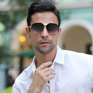 Lunettes de soleil aviateur pour hommes, verres PC UV400, monture noire C2, gris doré, classe 2, pour les sorties, le cyclisme et la conduite - Product Image 5