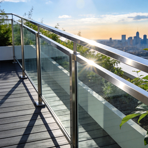 <span class=keywords><strong>Balustrade</strong></span> moderne en acier inoxydable sans cadre avec base en verre à faible teneur en <span class=keywords><strong>fer</strong></span> pour balcon d'hôtel et <span class=keywords><strong>terrasse</strong></span> sur le toit - Product Image 2
