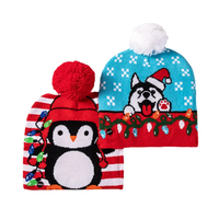 Chapeau de Noël en tricot LED, bonnet lumineux de Noël, bonnet d'hiver unisexe, chapeau en tricot avec LED colorées pour Noël et le Nouvel An