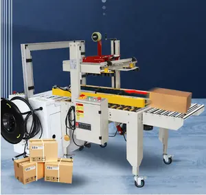 Automatic Glueing Tape Carton Sealing Machine Strapping Machine Seals Box Top And Bottom Packing With Bopp Tape