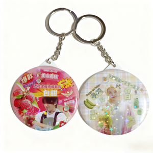 High Quality DIY Making Blank Mirror Keychain Button Badge Tinplate Material Button <b>Keyring</b> - Product Image 6