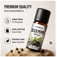 Huile de poivre noir pure et naturelle, chauffante et favorisant la circulation, idéale pour les maisons saines et les diffuseurs d'aromathérapie.