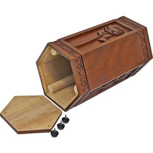 Urne en bois massif, motif rose, forme rectangulaire, personnalisable, boîte commémorative de sympathie, boîte de longévité - Product Image 3