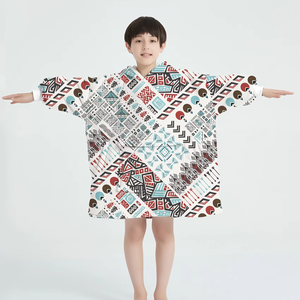 Nhà Máy Trẻ Em Quá Khổ Flannel Sherpa Áo Mặc Mặc Áo Chăn Cho Mùa Đông Tùy Chỉnh Kích Thước Ấm Áp Sang Trọng Đội Mũ Trùm đầu Chăn - Product Image 1