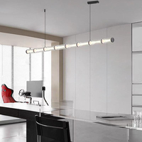 Lustre moderne pour cuisine de restaurant, éclairage décoratif LED long pour la maison, lampe suspendue en verre de designer danois pour hôtel