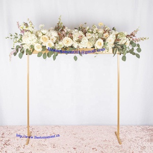 Centros de Mesa Altos de Metal Dorado para Bodas, Portavelas Largos, Bandejas Decorativas para Mesas - Product Image 1