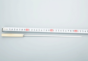 Stainless Steel Barbecue Needle with Wooden Handle Non-Magnetic round Stick Flat Stick Accessory Tools Type - Product Image 2