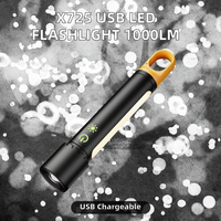 Lampe torche LED rechargeable USB X725 étanche en ABS avec zoom, 1000 lumens et IP44, focalisation réglable, lumière du jour, portable pour le camping