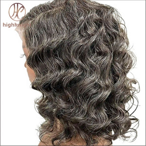 Stylish Salt Pepper Gray Remy Brazilian Lace Front Wig | Salon-Dyed for Lace Transparent Glueless <strong>Cap</strong> 13x4/13x6 Body <strong>Wave</strong> for - Product Image 6
