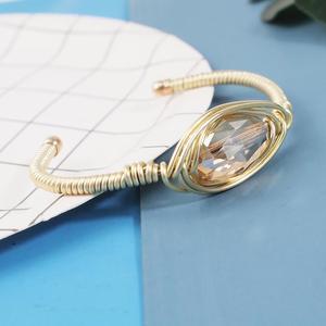 HANSIDON Fatti A Mano Perline di Cristallo Del Braccialetto Del Braccialetto Del Polsino Dichiarazione Chic Bracciali In Oro Placcato del Metallo Filo di Modo Del Partito Dei Monili