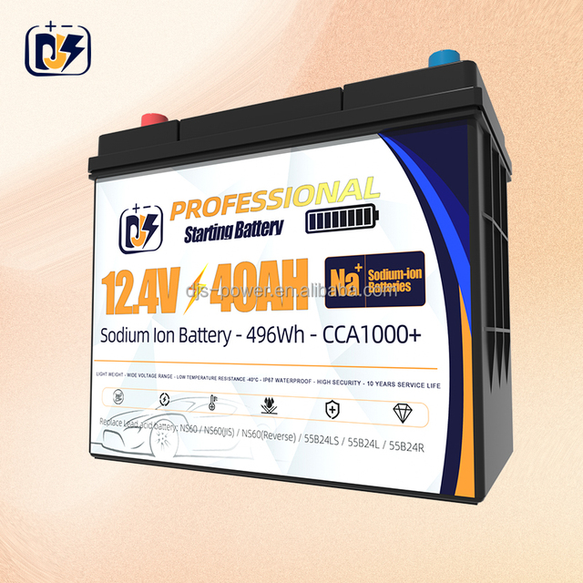 12v 40ah Crank Car Starting Sodium Ion Battery Replace DS60 55B24R Car Battery 1700+CCA High-Performance Sodium Batteyr Pack