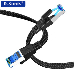 Câble Ethernet Cat8 fabriqué en usine, 40 Gbit/s, 2000 MHz, SFTP, double blindage, noir, tressé, cuivre massif, RJ45, haute performance, plat, réseau - Product Image 5