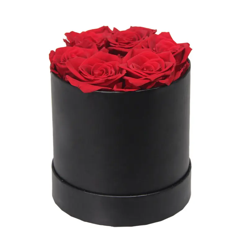 Kotak Hadiah Hari Valentine Yang Diawetkan, Kotak Bunga Mawar Bulat Potongan Segar Bunga Tak Terhingga Diawetkan, Kotak Mawar untuk Buket