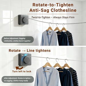 Corde à linge rétractable portable en acier inoxydable, murale, multifonctionnelle pour intérieur et balcon – Meilleure vente - Product Image 2