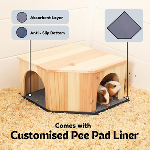 Escondite de Madera para Cobayas, Chinchillas, Ratas y Erizos con Alfombrilla Absorbente, Completamente Ensamblado - Product Image 2