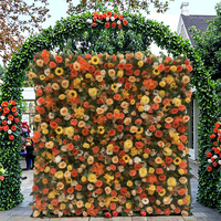 Toile de fond fleur mur 8ftx8ft 5D artificielle jaune Rose tournesol panneau mural floral pour la décoration de mariage