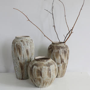 Jarrón de Cerámica Antiguo Rústico Vintage con Diseño Industrial Esmaltado con Patrón Floral para Decoración del Hogar para Arreglos Florales - Product Image 2