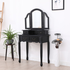 Solid Wood <b>Dressing</b> <b>Table</b> <b>With</b> Mirror And <b>Storage</b> Drawers For Makeup Vanity Use - Product Image 4