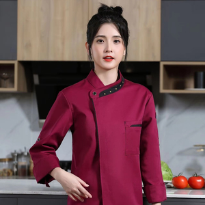 Durable Cotton Polyester Chef <b>Work</b> Jacket Long Sleeve Anti-Pilling Wash-Resistant Kitchen Wear - Product Image 2