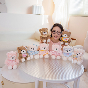Oso de Peluche Sherpa Personalizado con Gafas, Baberos Lindos, Lazo, <span class=keywords><strong>Animal</strong></span> de Peluche Kawaii, Juguete Suave, Regalo para Niños, Venta al por Mayor, OEM, ODM - Product Image 2