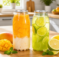 Pot en plastique transparent PET de qualité alimentaire et écologique avec couvercle facile à ouvrir pour bouteille de jus, emballage de boissons