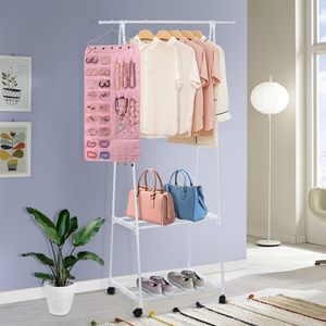 ที่เก็บเครื่องประดับแบบแขวน 56 ช่อง สีชมพู สำหรับเก็บสร้อยคอ ต่างหู กำไล แหวน ติดผนัง - Product Image 4