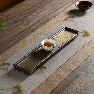 Bamboo Stone <b>Tea</b> <b>Tray</b> Rectangle Varnished Multifunctional Storage <b>Tray</b> For <b>Tea</b> Ceremony Accessories - Product Image 2