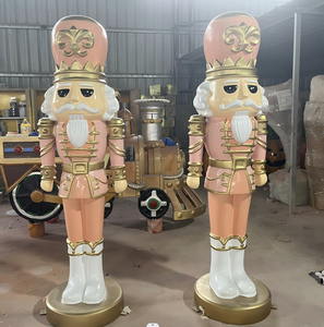 Riesige Weihnachtsdekoration Fiberglas-Weihnachtsmann-Schlitten Lebensgroße 1,8m Nussknacker-Statue Große Lutscher-Ornamente für Einkaufszentren - Product Image 3