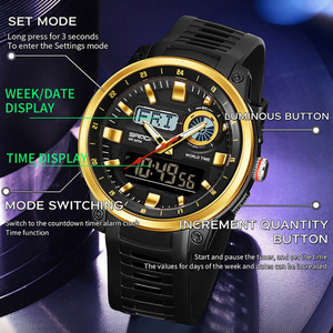 SANDA 3389 นาฬิกาดิจิตอลจอแสดงผลคู่, นาฬิกาข้อมือสำหรับเล่นกีฬากลางแจ้งกันน้ำสำหรับทุกเพศพร้อมฟังก์ชั่นเวลาแบบประหยัดแสงและนาฬิกาจับเวลา - Product Image 6
