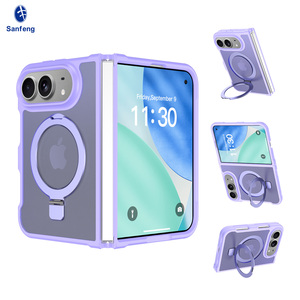 Coque de téléphone <span class=keywords><strong>portable</strong></span> magnétique sans fil populaire, violet clair, antichoc, personnalisée, avec support anneau et support de raquette pour <span class=keywords><strong>iPhone</strong></span> 18 Ultra Fold - Product Image 1