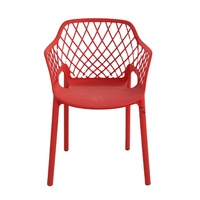 Chaise de salle à manger en plastique rouge avec dossier, vente en gros à prix abordable pour les clients