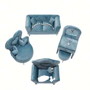 Velours Boîte À Bijoux Anneau Boucle D'oreille Pendentif Collier Bleu Nouvelle Arrivée En Gros - Product Image 1