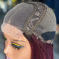 Perruque brésilienne à dentelle frontale HD, longueur aux épaules, avec bandeau, cheveux tissés à la main, mélange de cheveux humains, densité 200%, 30 pouces