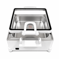 LIYUNDA Plat de service carré personnalisé blanc en acier inoxydable 304, équipement de maintien au chaud électrique pour buffet de mariage
