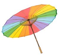Parasol Arc-en-ciel Libellule en Bambou Sculpté et Tissu, Écologique, Fait Main, Style Amour Naturel, 56 cm